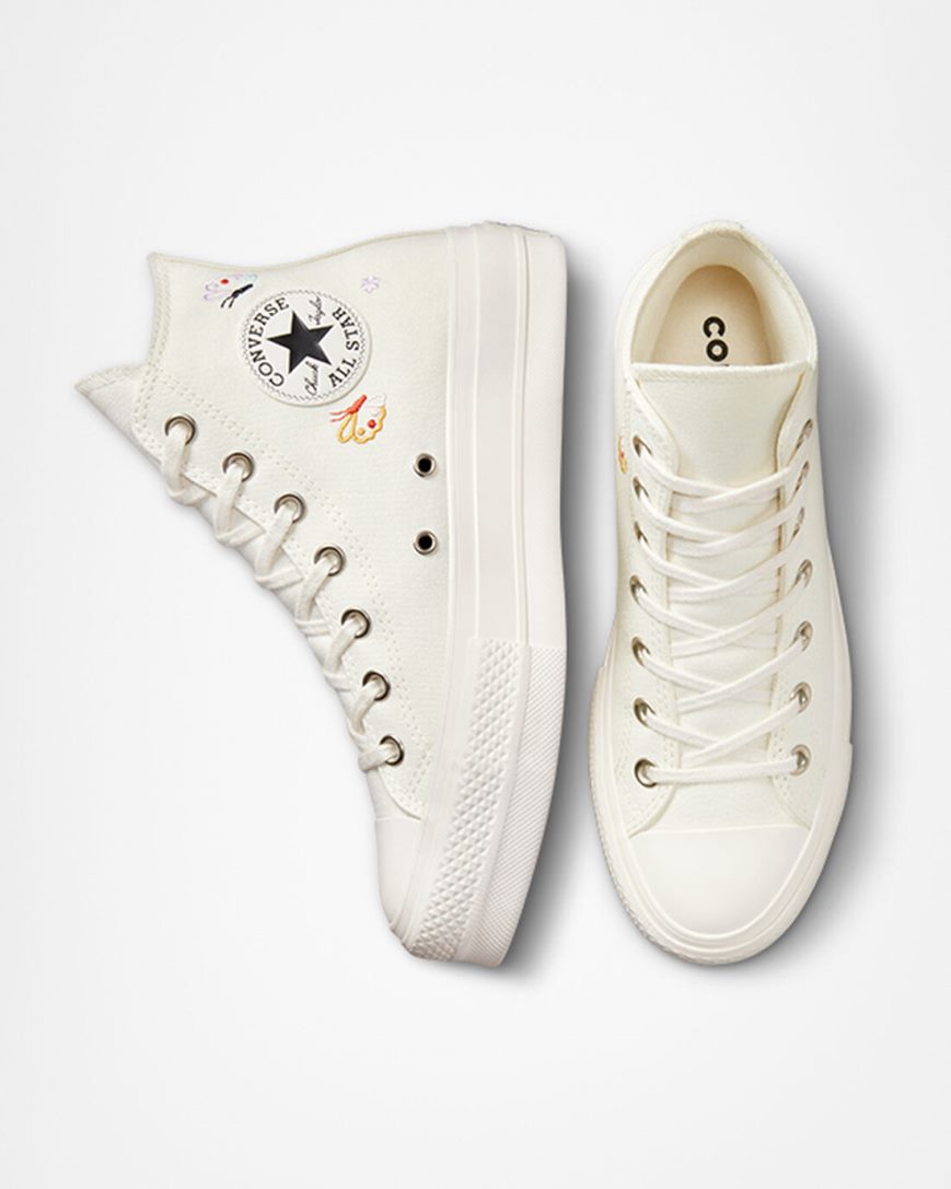 Women's Converse Chuck Taylor All Star Lift Butterfly Wings High Top Platform Shoes Beige / Pink | AU 10486C
